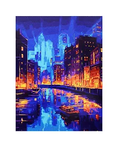 Картина по номерам LORI "Вечерний канал", холст на подрамнике 30х40 см