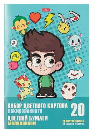 Картон цветной 10цв 10л А4 лак. + бумага цветная 10цв 10л А4 мел. "Влад А4" карт.папка — 3046949 — 1