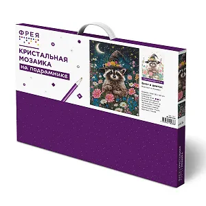 Кристальная (алмазная) мозаика  "ФРЕЯ" ALPD-316 на подрамнике "Енот в цветах" 30 х 40 см