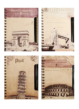 Записная книжка А6 92л "Города Европы" с ручкой, спираль, Haich  239581