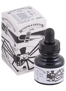 Тушь художественная Winsor&Newton, флакон с пипеткой, 30 мл, черная