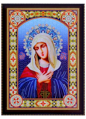 Алмазная мозаика на подрамнике Икона Умиление Пресвятой Богородицы №1 (BH19) (30х40см) (c част.зап.) (блест.) 2860148