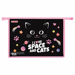 Папка для тетрадей А4 "Dark kitten" картон/пластик, молния