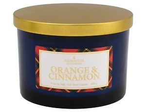 Ароматизированная свеча в стакане ЛУМАР Апельсин и корица с крышкой (Orange & Cinnamon) (300г) (903757)