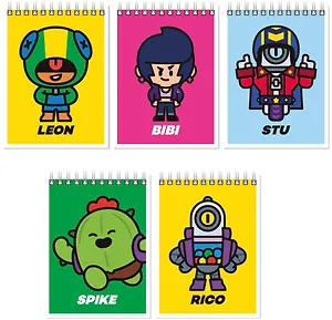 Блокнот А6 40 листов, нелинованный, &quot;Leon, Bibi, Stu, Spike, Rico&quot; спираль, в ассортименте