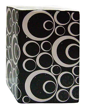 Подсвечник керамический со свечой (кружочки ч/б) (15133) 2193290