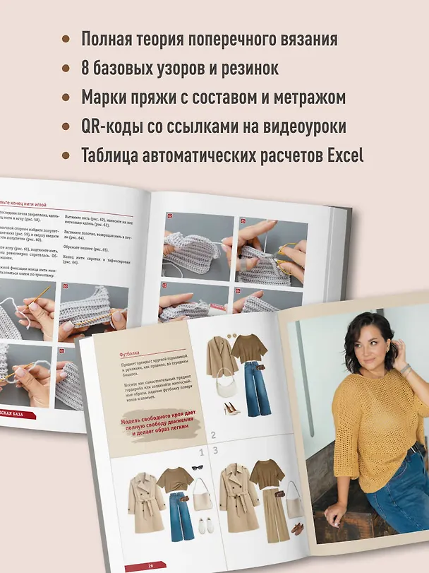 Книга ПОПЕРЕЧНОЕ ВЯЗАНИЕ. Полный гардероб в стиле ОВЕРСАЙЗ. Интерактивное руководство по вязанию крючком (Екатерина Хмелидзе) — 8