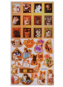 Стикеры сюжетные коты голография, 4 в микс HC-LM-1,-2,-3,-4