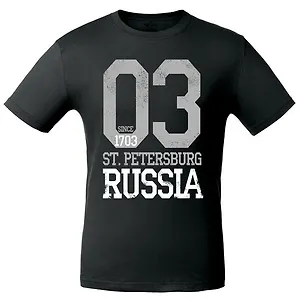 Сувенир, АКМ, Футболка СПб. 03 Russia цв.черный размер XL