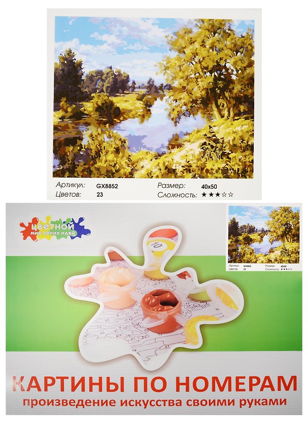 Набор Живопись на холсте Тихое озеро (GX8852) (40х50см) (краски/23цв.) (Цветной мир ярких идей) (7+) (коробка) 2556020 — 1