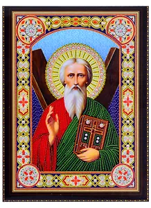 Алмазная мозаика на подрамнике Икона Андрея Первозванного (BH24) (30х40см) (c част.зап.) (блест.)