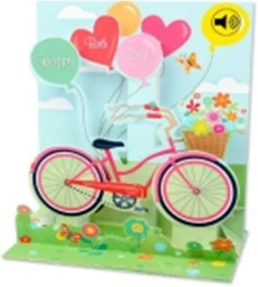 3D открытка Велосипед (Bike and balloons) (музыка) (SS032) 2384698 — 1