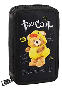 Пенал 2 отделения "Мишка Кря" 19*11, молния, ткань