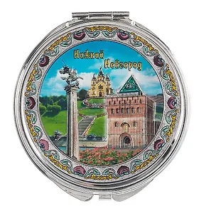 Зеркало Нижний Новгород Дмитровская башня-Коллаж (7см) (металл серебро) (317CHE-76K10)