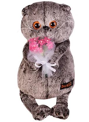 Мягкая игрушка Басик с  букетом в сеточке (25 см) (Ks25-062) 2602234