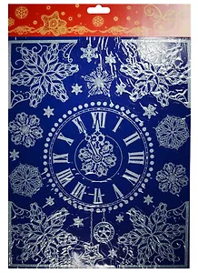 Новогоднее оконное украшение Новогодние часы (30х38)