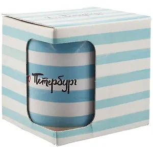 Кружка СПб "Я люблю Петербург" (голубые полоски) (керамика) (330мл) (коробка)