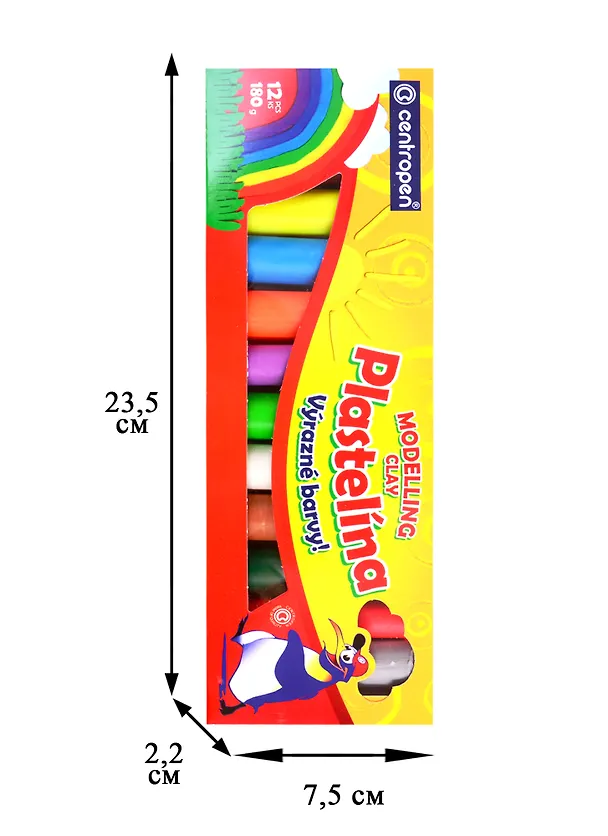 Пластилин 12цв 180гр к/к., Centropen 257747 — 2