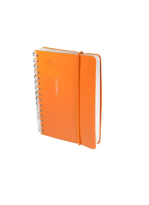Записная книжка А6 80л лин. "ORANGE" спираль, пластик.обл., резинка, ярко-оранжевая, stila 230026