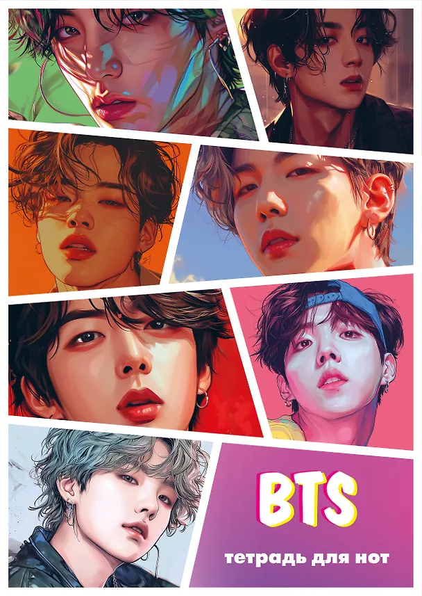 Тетрадь для нот «BTS» 12 листов, А4, скрепка - Эксмо 3044880 — 1