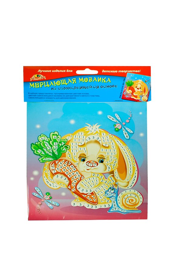 Самокл. мерцающая мозаика из мягк. пласт. А5 Зайка с морковкой (C2420-05) (набор для дет. творч.) 2407623 — 1