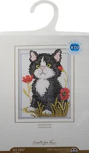 Набор для творчества, Набор для вышивания РТО Чёрный котёнок 12*16см