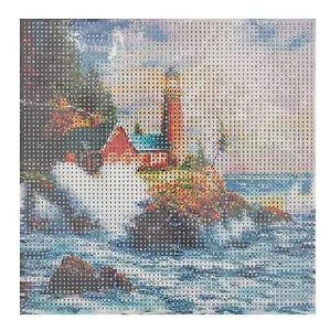 Алмазная мозаика (блестящая) с подрамником, с полным заполнением "Дом смотрителя маяка", 20 х 20 см