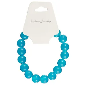 Бусинки на резинке бирюзовый(10мм)(18шт)(стекло)(картонный подвес) (11-05492-34)