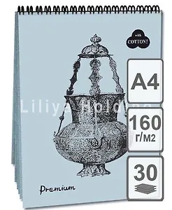 Лилия Холдинг Полиграфия Блокнот "Premium Bluemarine" (голубой) 30л А3 на пружине БPr3/Вm