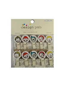 Прищепки декор. деревянные с веревкой Лица (11007509) (3,5см) (10шт) (упаковка)