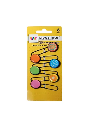 Скрепки-закладки 50мм 06шт "Candy" блистер, подвес, Silwerhof 230930