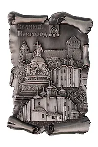 Магнит свиток "Коллаж. Памятник 1000-летия Руси" (Великий Новгород) (96х65) (металл) (027-4ATN-28K7)