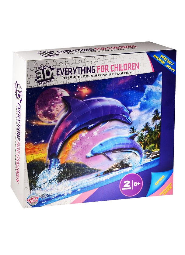 3D Объемный пазл Дельфины (Tz 12733) (45,72х60,96х11,43см) (250 дет.) (2 ур.) (8+) (Happy Time) (коробка) 2529290 — 1