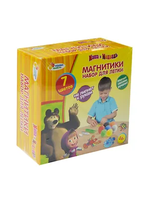 Набор для лепки Маша и Медведь Магнит (9865-M-MM) (177574) (7шт. х 8гр.) (+аксес.) (Играем вместе) (коробка) (в кор. 2х24шт) 2442183