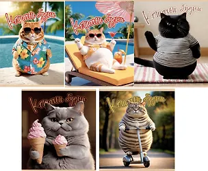 Тетрадь в клетку "Кошачьи будни", 48 листов, в ассортименте 3061740