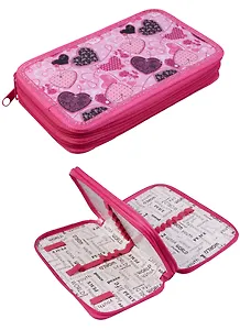 Пенал школный 2 отделение "Кружевные сердечки микс"