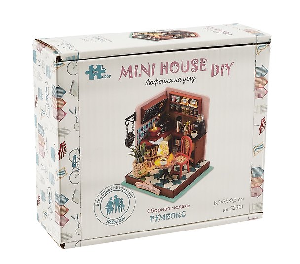 Сборная модель Румбокс «Кофейня на углу», 8.5х7.5х7.5 см, Mini House DIY 3016333 — 1