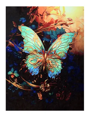 Набор для творчества. Алмазная мозаика с частичной выкладкой на подрамнике "Бабочка в золоте", 30 х 40 см 3037399