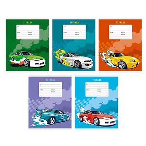 Тетрадь в клетку Listoff, "Гонка", 18 листов, в ассортименте