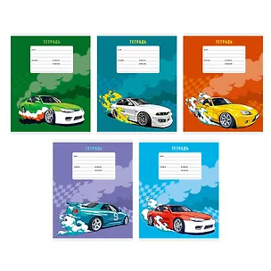 Тетрадь в клетку Listoff, "Гонка", 18 листов, в ассортименте 3033017