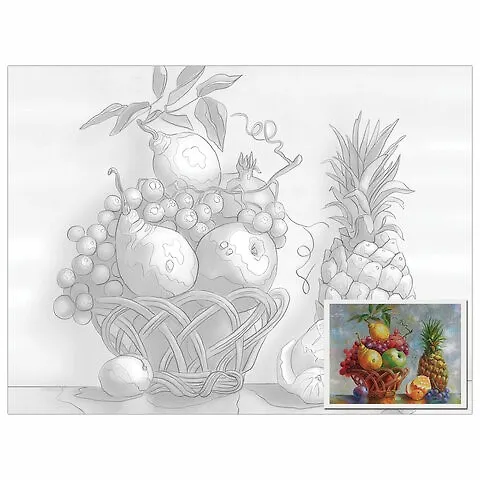 Холст на картоне с контуром BRAUBERG ART CLASSIC Натюрморт, 30х40см, грунтованный, хлопок, 191548 2789636 — 1