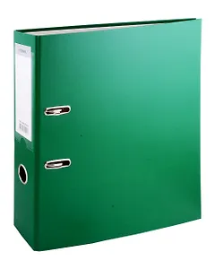 Папка архивная 70 мм А4 зеленая, бумвинил, прозрачный карман, Стамм