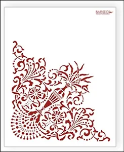 Трафарет пластиковый многоразовый Угол с вазоном кружева (20х25) (К-01)