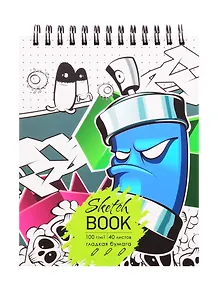 Скетчбук А6+ 125*160 40л "Graffiti" белый офсет, 100г/м2, тв.обложка, евроспираль