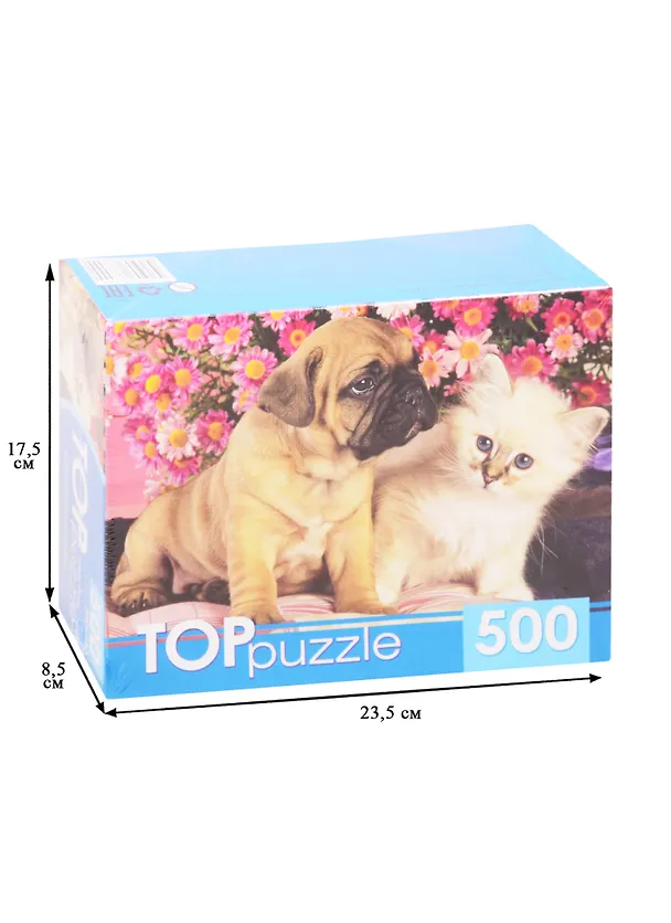 Пазл Щенок и котёнок TOPpuzzle 500 элементов КБТП500-6800 2839986 — 2