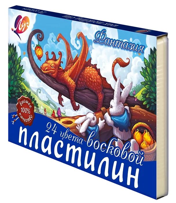 Пластилин 24цв 360гр "Фантазия" (классич, неон) восковой, к/к, стек, Луч 238528 — 5