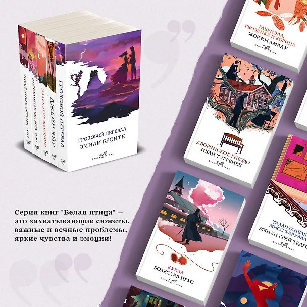 Книга Комплект из 5-ти книг серии Белая птица (Грозовой перевал, Джейн Эйр, Маленькие женщины, Унесенные ветром) (Эмили Джейн Бронте, Маргарет Митчелл, Шарлотта Бронте) — 6