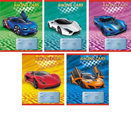 Тетрадь в клетку Unnika «Скоростные машины.Racing cars» в ассортименте, 12 листов 228585 — 1