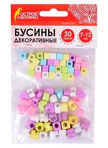 Бусины декоративные Микс №1 (7-12 мм) (30 г) (6 цв) (3+) (661253) (упаковка) (Остров сокровищ)