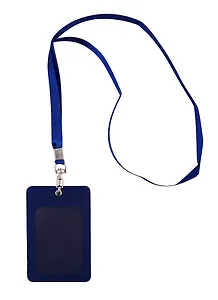 Чехол для пропуска на ленте, синий, 10.5 х 7 см